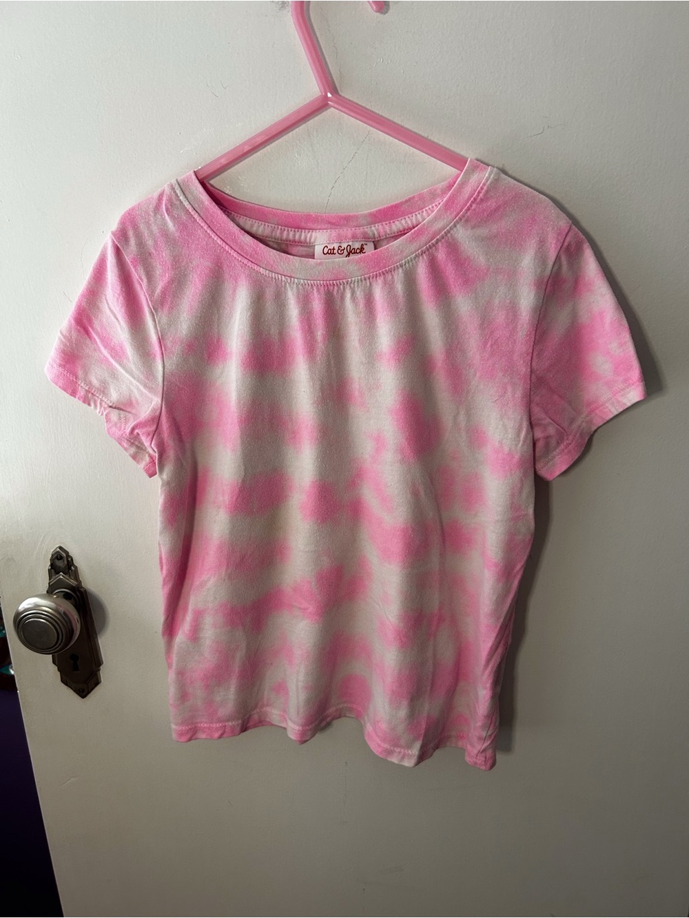 Cat & Jack Pink & White Tie-Dye Short Sleeve Tee